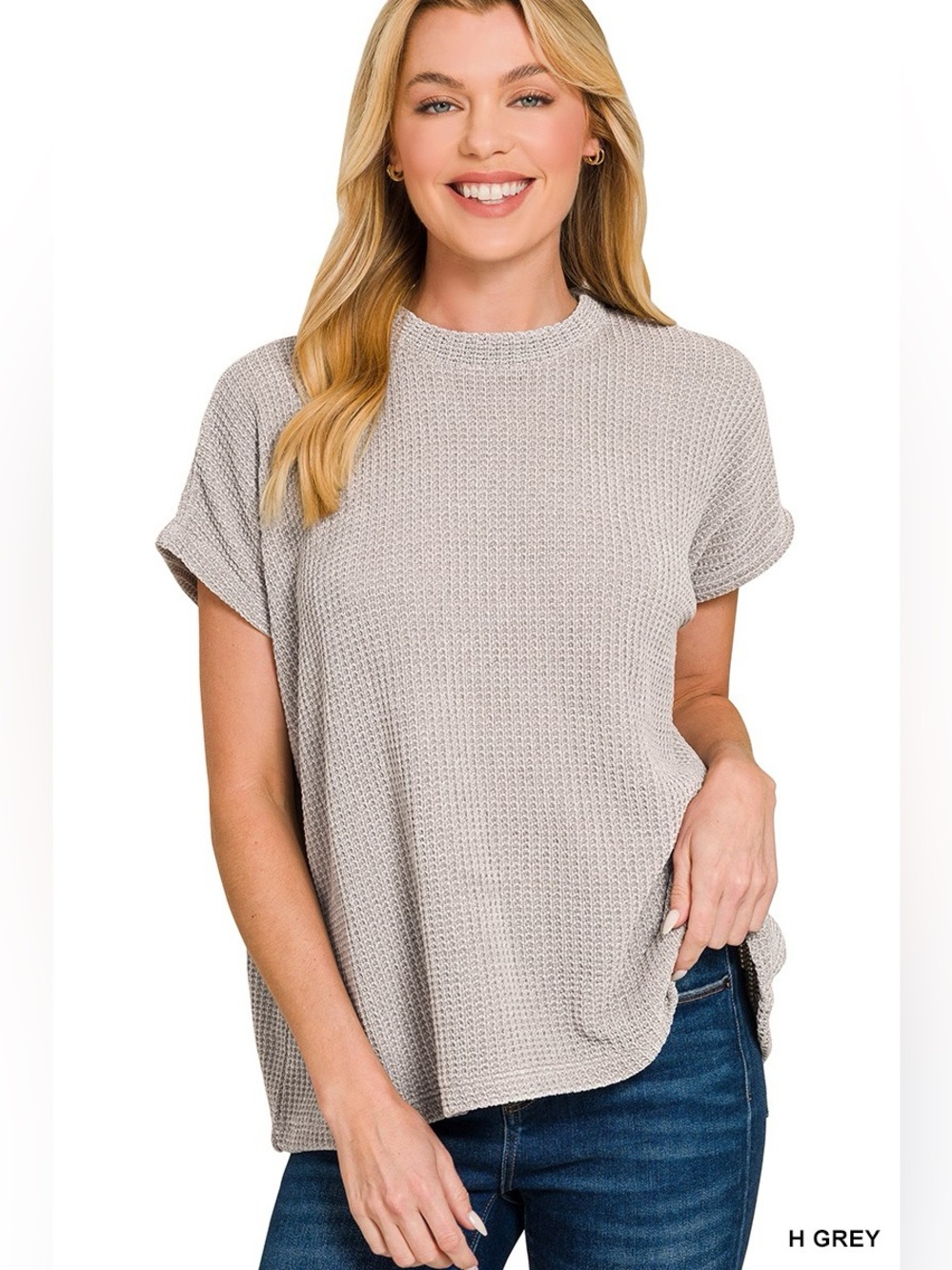 Zenana Chenille Waffle Cap Sleeve Sweater